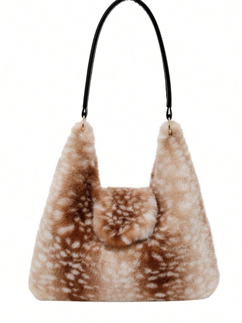 Multicolor Women's faux fur Deer Print Top Handle Bucket Bag